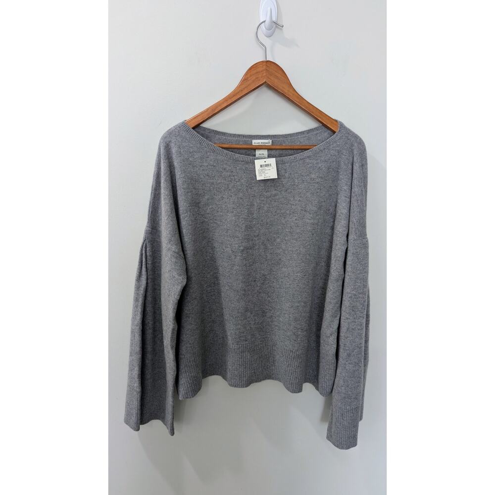 Club Monaco Gray Wide Sleeve Boat Neck 100% Cashmere Sweater NWT